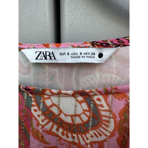 ZARA PRINTED SHORT DRESS MULTICOLORED BOHEMIAN TRAVEL RESORT FESTIVAL SZ S - Picture 11 of 16